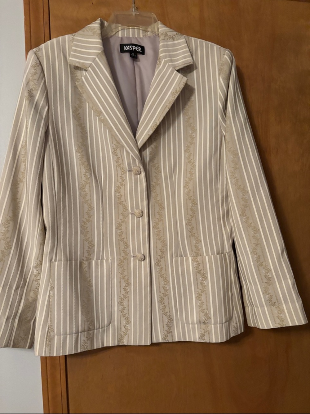 Kasper Women's Cream & Beige Striped Blazer